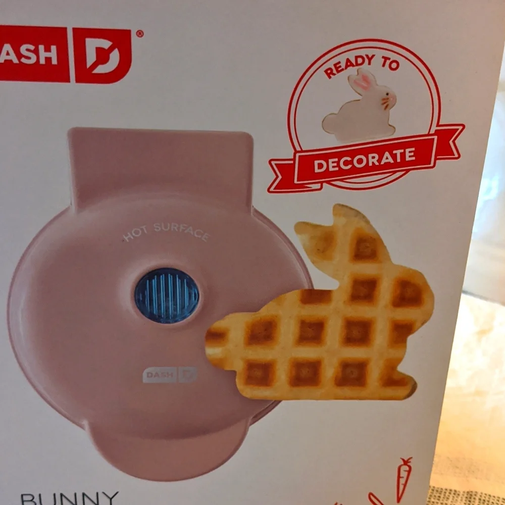 NEW Bunny Waffle Maker Non Stick Pink w/ Recipe Book Easter Brunch